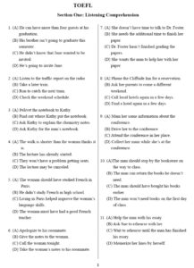 TOEFL Exam papers with answers